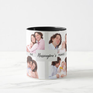 Caneca Quadro de Retângulo de Colagem de Fotos da Famíl