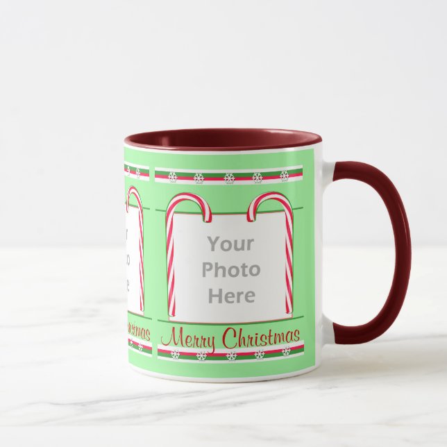 Caneca Quadro dos bastões de doces 3-Photo do Natal (Direita)