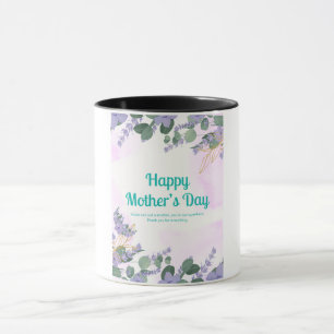 Caneca Quadro Floral de Lavanda de Dia de as mães Feliz