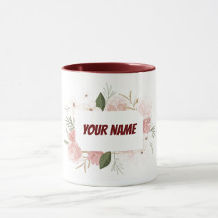 Caneca Quadro floral personalizado personalizável