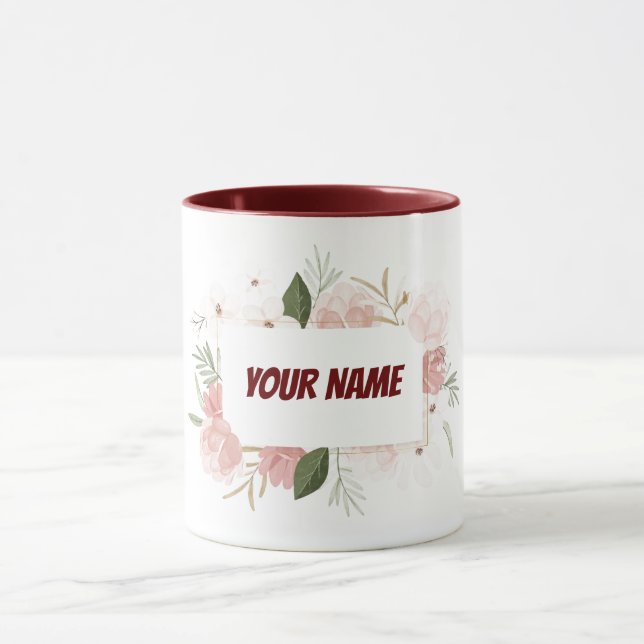 Caneca Quadro floral personalizado personalizável (Centro)