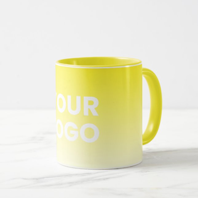 Caneca Qualquer Fundo de Cor | Gradiente branco e seu log (Frente Esquerda)