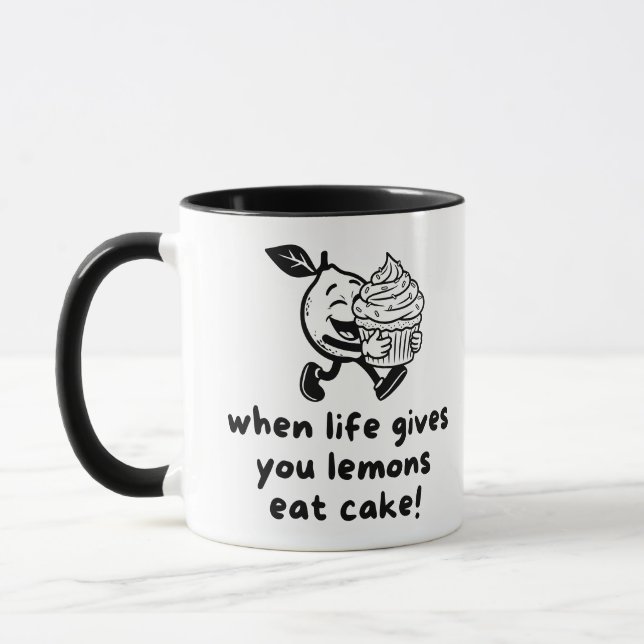 Caneca Quando a Vida Lhe Dá Limões Coma Bolo Divertido Tr (Esquerda)