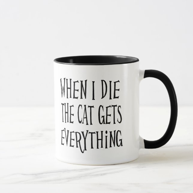 Caneca Quando Eu Morrer O Gato Fica Com Tudo Citação Dive (Direita)
