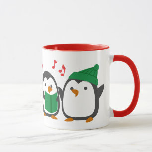 Caneca Quarteto de Barbearia de Pinguins de Natal