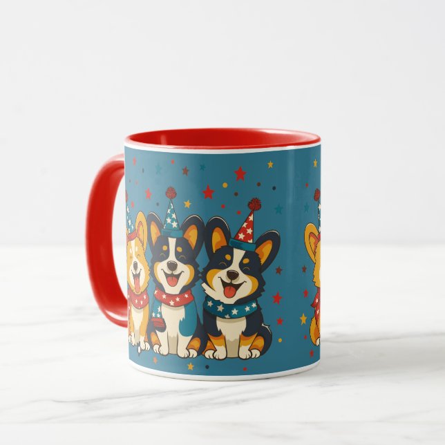 Caneca Quarto De Julho, Pembroke Welsh Corgi Dogs (Frente Esquerda)
