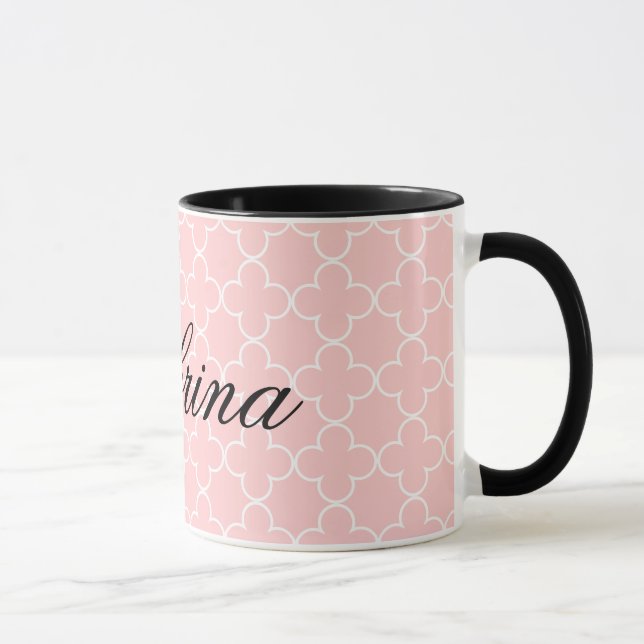Caneca Quatrefoil cor-de-rosa conhecido personalizado da (Direita)