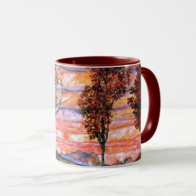 Caneca Quatro Árvores, arte de Egon Schiele, (Frente Esquerda)