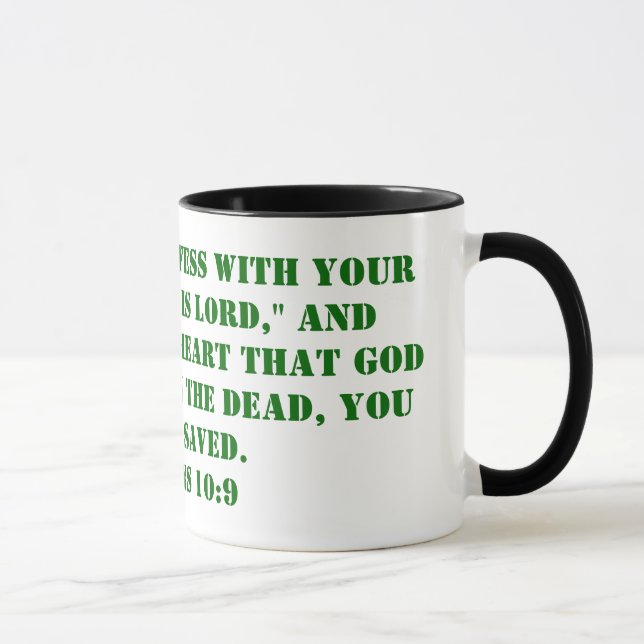 Caneca Que se você confessa com sua boca, "Jesus é… (Direita)