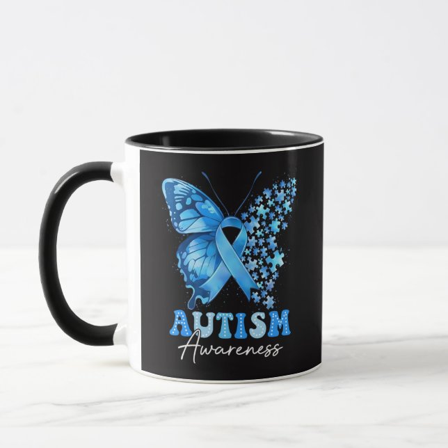 Caneca Quebra-cabeça de Borboleta Colorida (Esquerda)