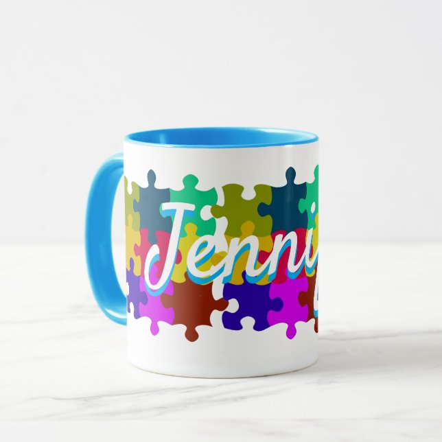 Caneca Quebra-cabeça Mug Personalizado de Corte (Frente Esquerda)