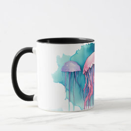 Caneca Quebra-cabeça - Série Watercolor: Jellyfish Bloom