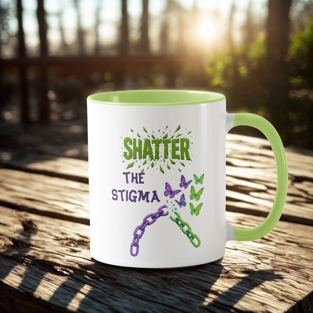 Caneca Quebre o estigma - Mug de saúde mental (Criador carregado)
