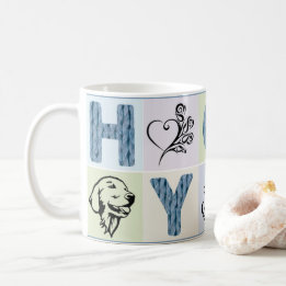 Caneca quente & do hygge (letras & pastels azuis)