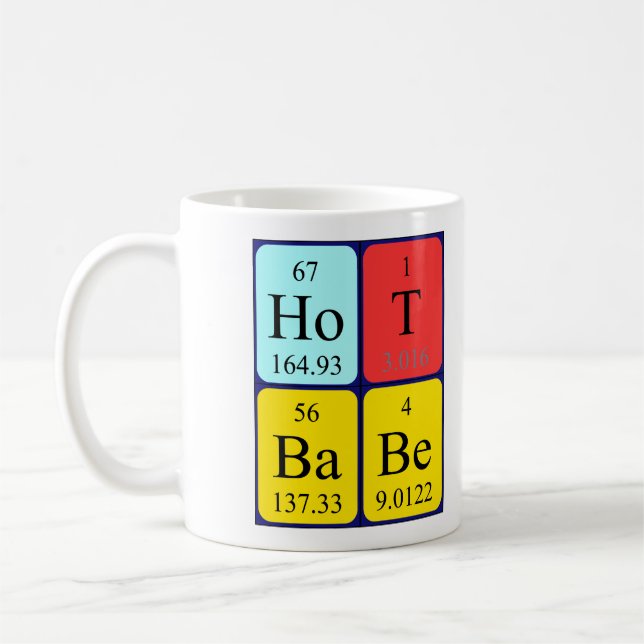 Caneca quente do nome da mesa periódica do (Esquerda)