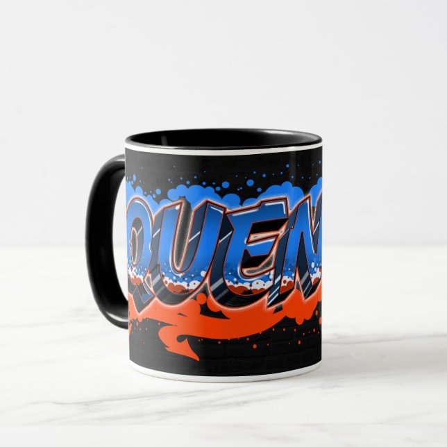 Caneca Quentin Vorname Name Graffiti blue orange Tasse (Frente Esquerda)