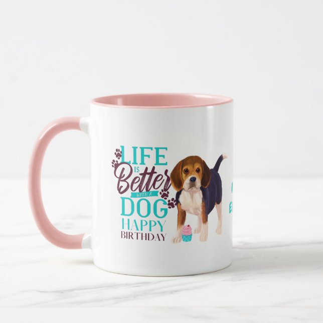 Caneca Querido Beagle Dog ama MOM Aniversário (Esquerda)