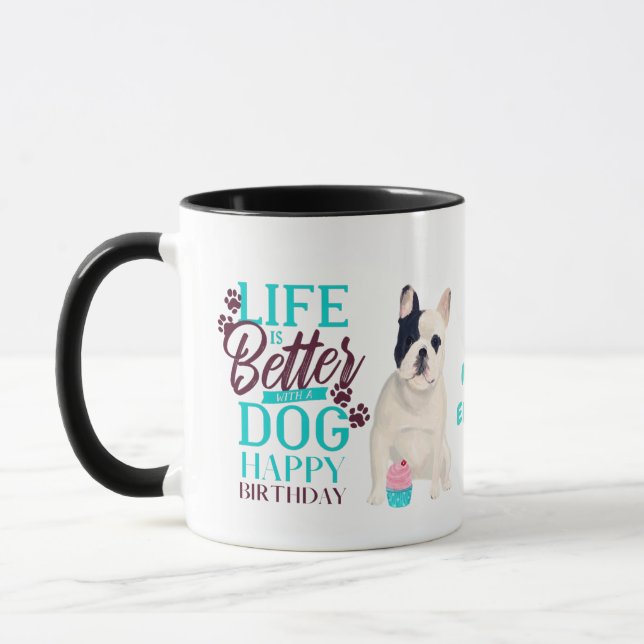 Caneca Querido Cão-Bulldog Francês ama a MÃE Aniversário (Esquerda)