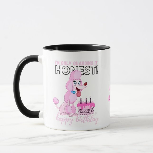 Caneca Querido Pink Poodle Dog Mães Engraçado Aniversário (Esquerda)