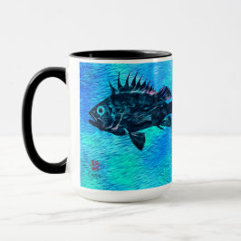 Caneca Quillback Rockfish Em Azul, Sentado - 15 oz.Combo