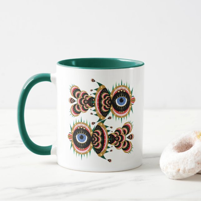 Caneca Quimera - Pássaro de Peixe Verde (Com Donut)