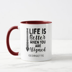 Caneca Quiroprático A Vida é Melhor Alinhada Aniversário