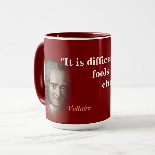 Caneca Quitação Voltaire Aos Tolos (Frente Esquerda)