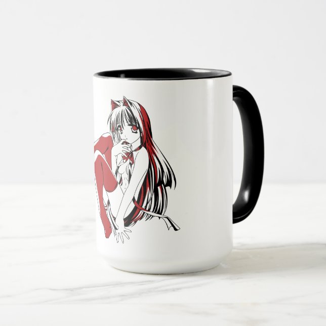Caneca R & B Manga, Neko Catgirl Furry Loli Anime (Frente Esquerda)
