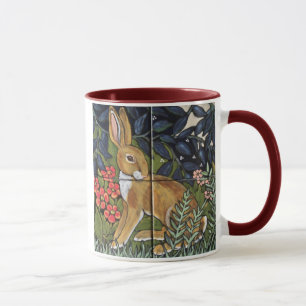Caneca Rabbit Hare em Forest William Morris Style