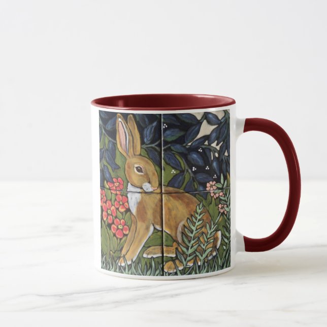 Caneca Rabbit Hare em Forest William Morris Style (Direita)