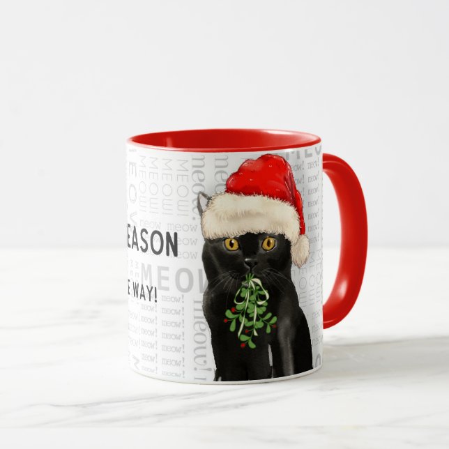 Caneca Raça Negra de Gato de Natal (Frente Esquerda)