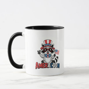 Caneca Raccoon Americoon Patriótico 4º de julho América