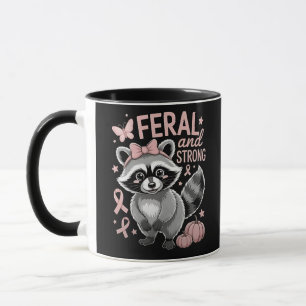Caneca Raccoon de consciência de Canceres da Mama Selvage