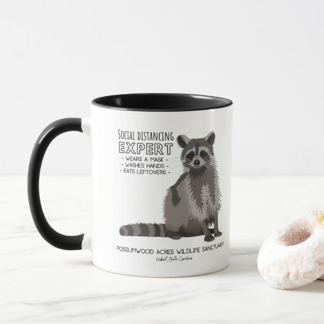 Caneca Raccoon de Distância Social (Com Donut)