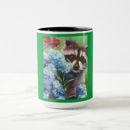 Caneca Raccoon e Blue Hydrangeas MUG
