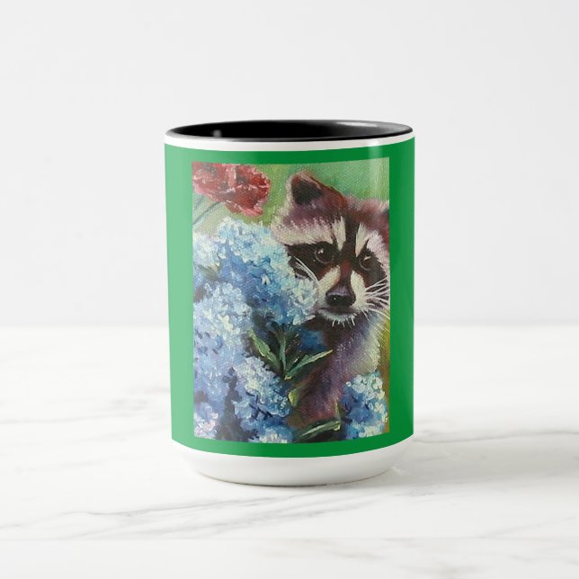Caneca Raccoon e Blue Hydrangeas MUG (Centro)
