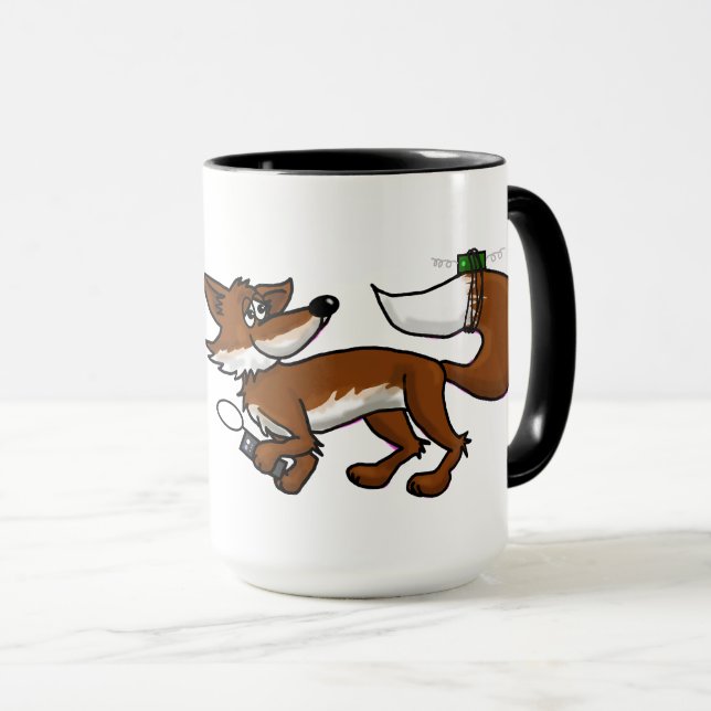 Caneca Rádio Ham Fox Caçando Raposa Com Sinal De Chamada  (Frente Esquerda)