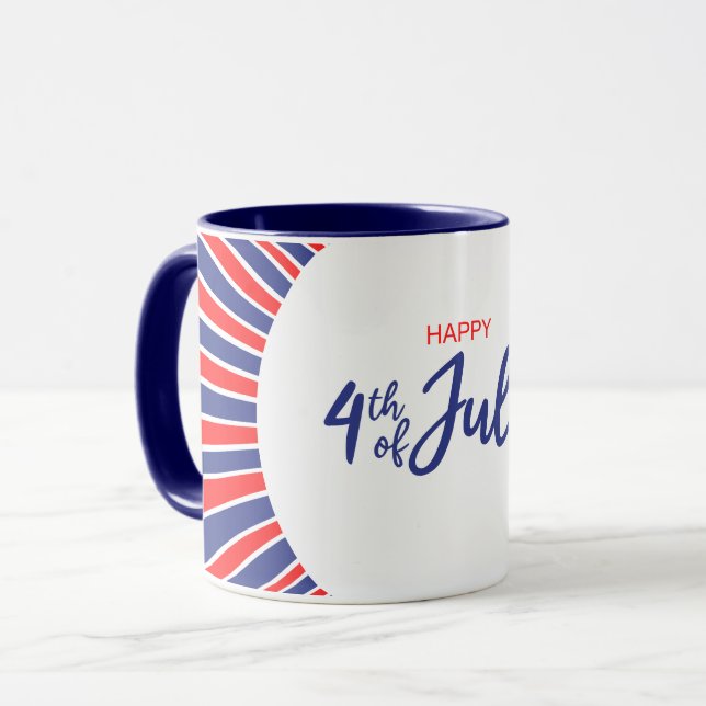 Caneca Radioso Feliz 4 de Julho (Frente Esquerda)
