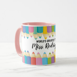 Caneca Rainbow Crayons Mundiais Maior Professora Café Mug