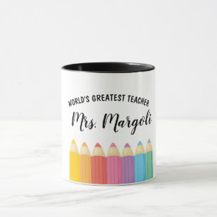 Caneca Rainbow Crayons Mundialmente Maior Professora Mug