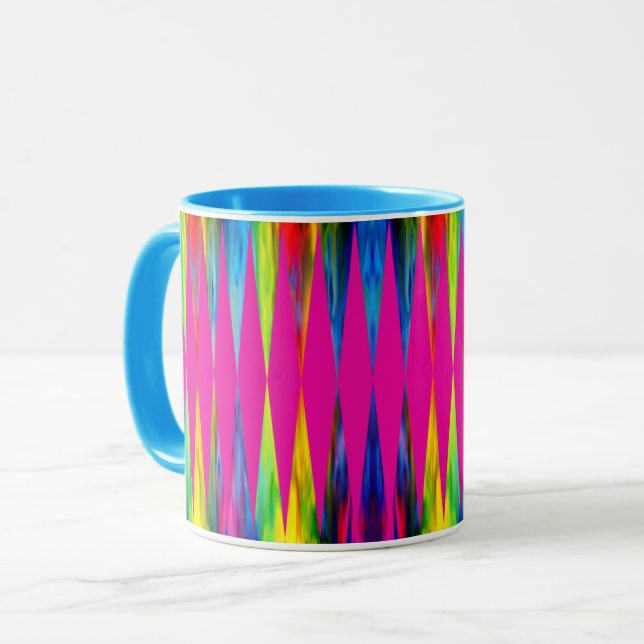 Caneca [Rainbow Fiesta] Harlequin Geométrico - Rosa Quent (Frente Esquerda)