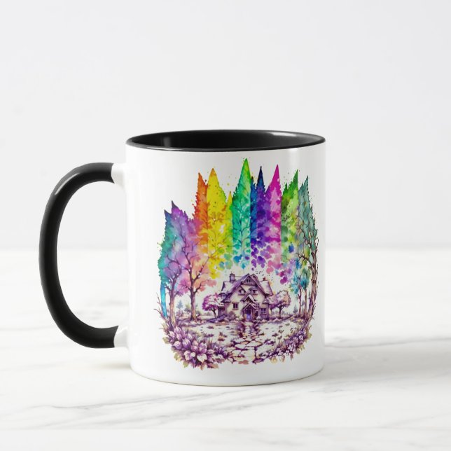 Caneca "Rainbow Haven: Um Retreto Semelhante a Sonho" (Esquerda)