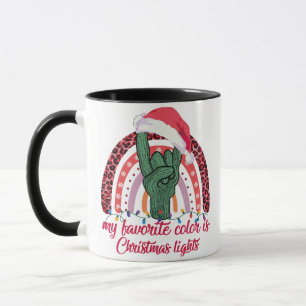 Caneca Rainbow Rock Hand My Favorite Colors Is Christmas