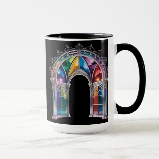 Caneca Rainbow Stained Glass Arch — Gothic Cathedral Wind (Direita)