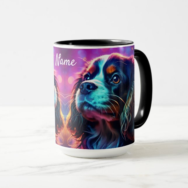 Caneca Rainbow Tri Cavalier King Charles Spaniel Dog (Frente Esquerda)