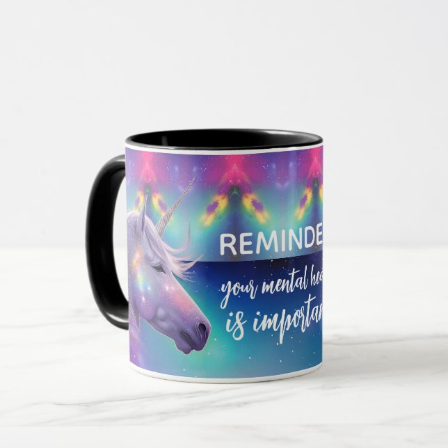 Caneca Rainbow Unicorn Important Mental Health Reminder (Frente Esquerda)