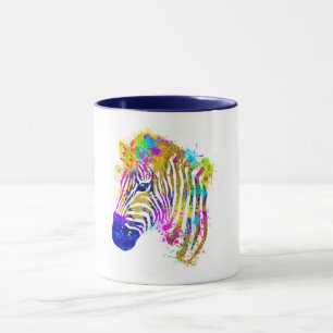Caneca Rainbow Watercolor Paint Splatter Zebra Graphic