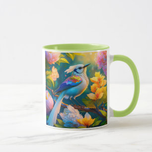 Caneca Rainbow Winged Jay Fantasy Bird