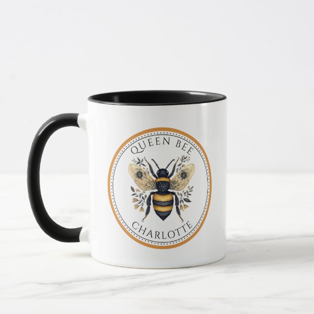 Caneca Rainha Abelha Floral Personalizada (Esquerda)