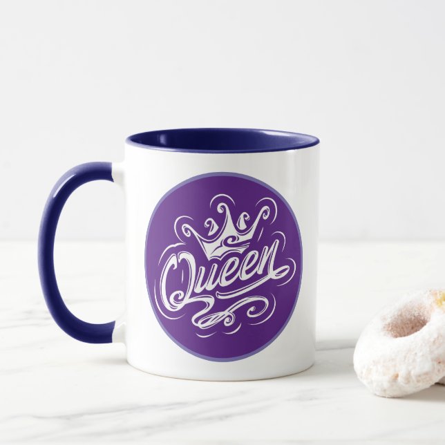 Caneca Rainha com coroa, Design de tipografia (Com Donut)